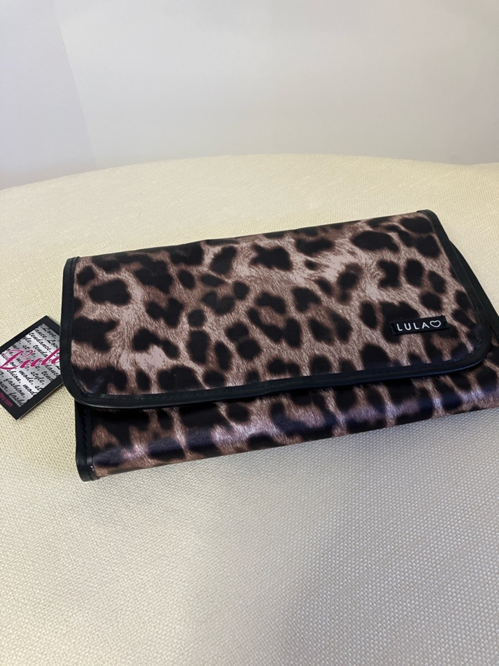 Lula Slim Cosmetics Hanging Travel Pouch in Leopard Print